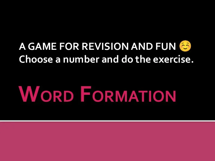 Word formation. Game